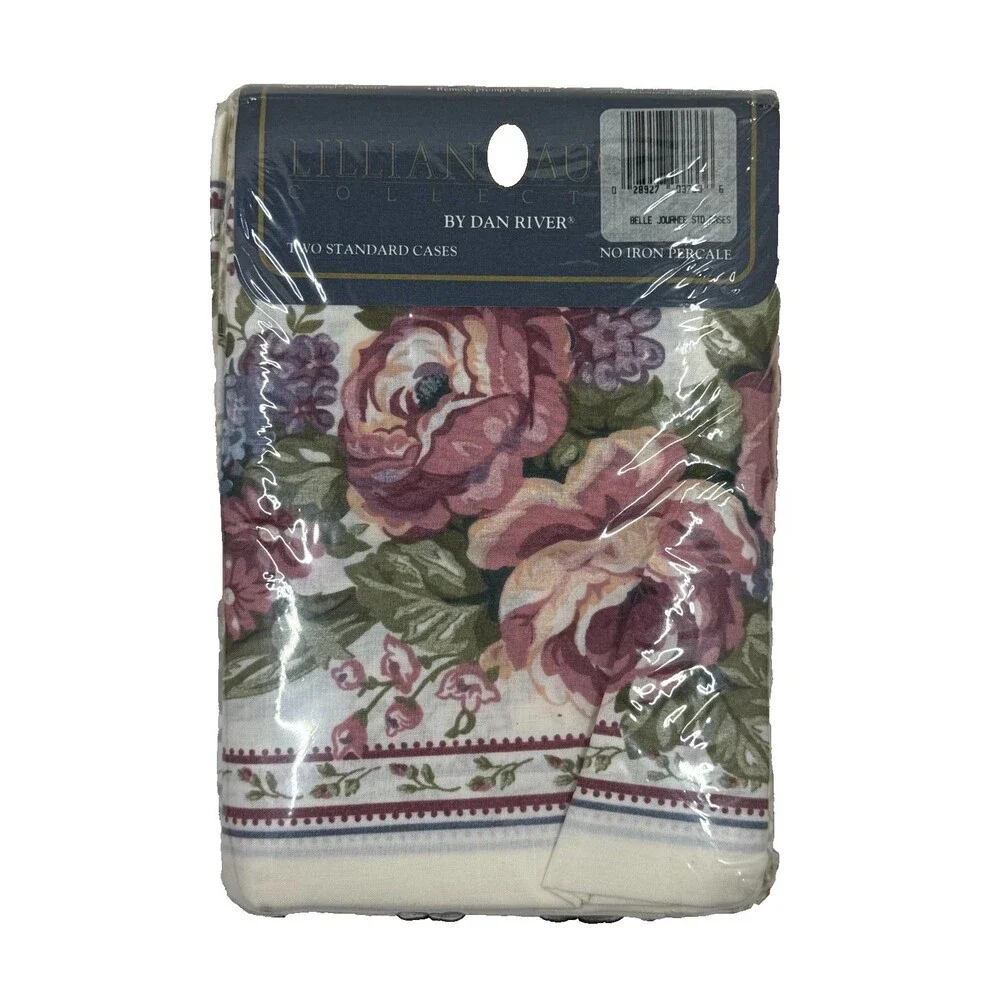 Vtg Lillian August by Dan River Standard Pillowcases Floral